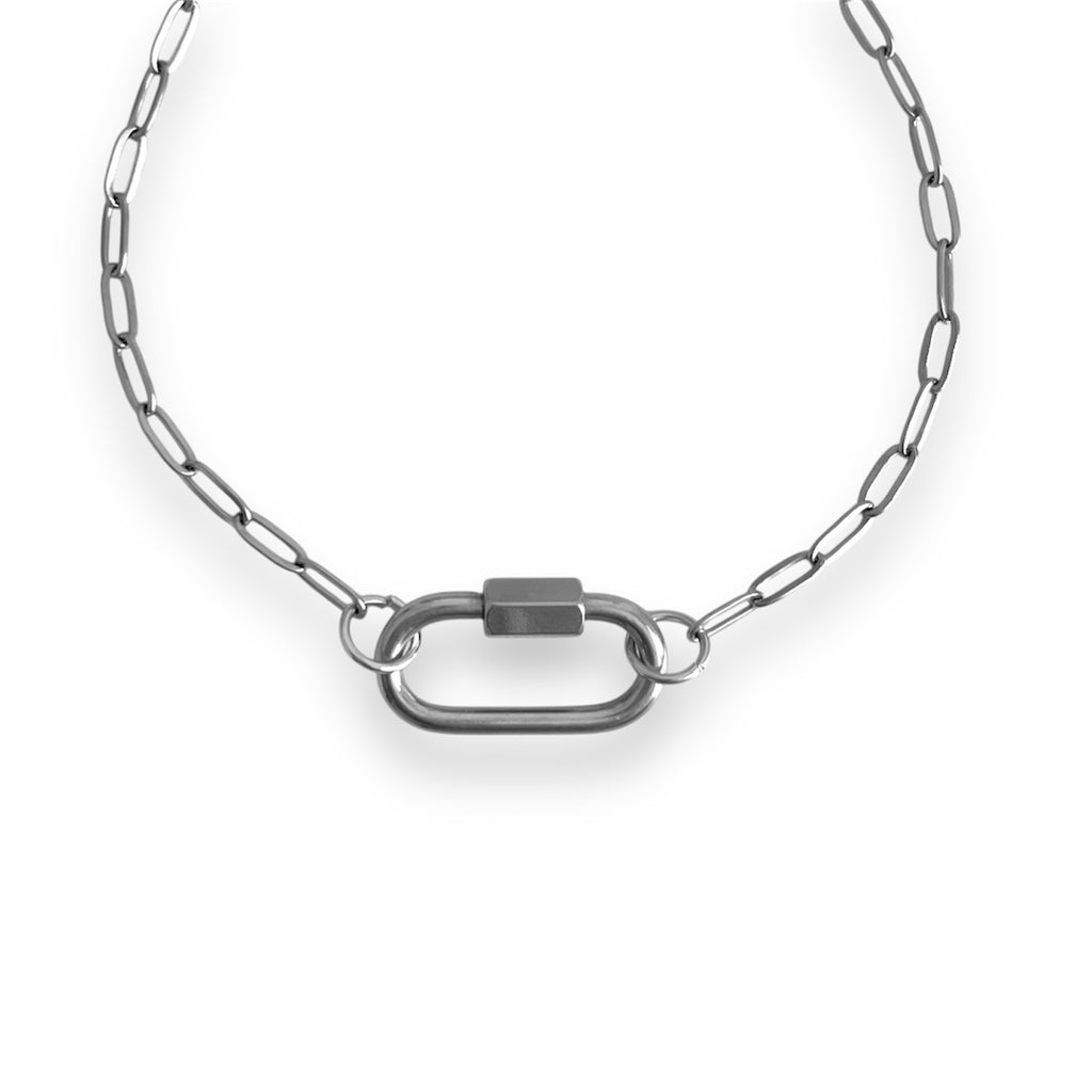 Oval Dainty Link Charm Bracelet Silver