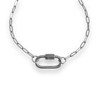 Oval Dainty Link Charm Bracelet Silver
