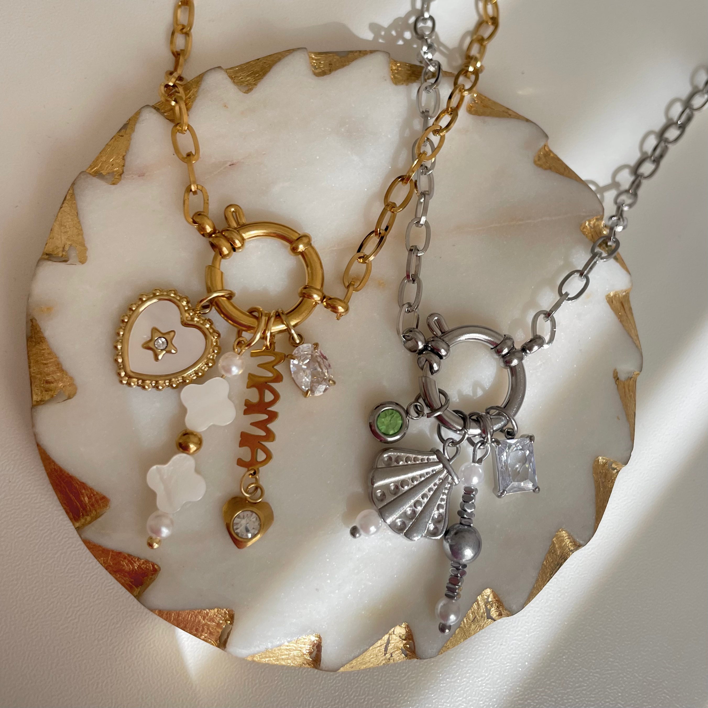 Grand Link Charm Necklace Silver