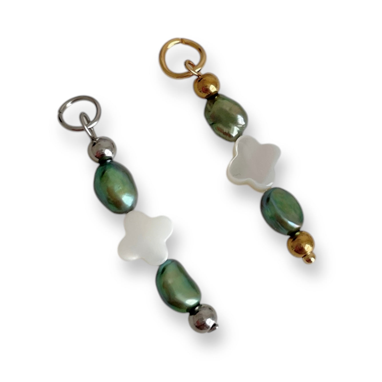 Olive Green Clover Pearl Charm