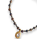 brown beaded bezel necklace ukjewellery