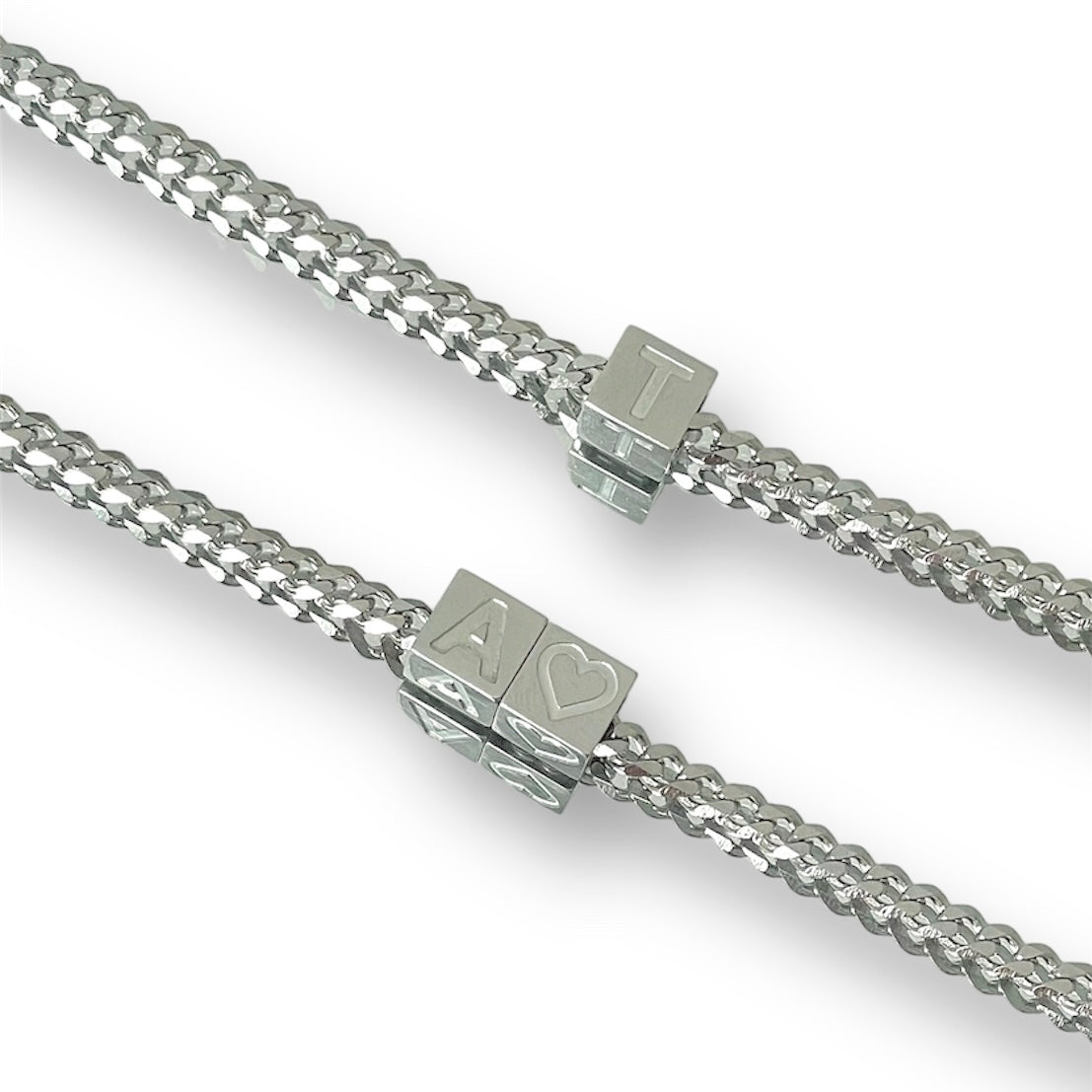 cute dice initial necklaces in silver
