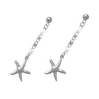 dainty dangly starfish earrings in silver