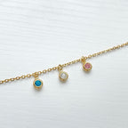 dainty gold birthstone charm necklace