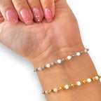 dainty pearl bracelet in gold and silver