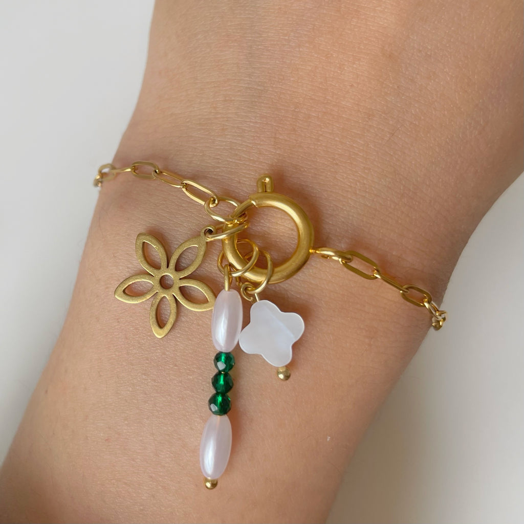 Summer Splash Double Pearl Charm Gold