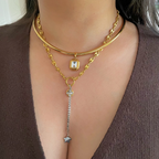 collar necklace with bezel pendant