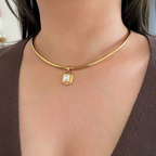 gold bezel collar necklace