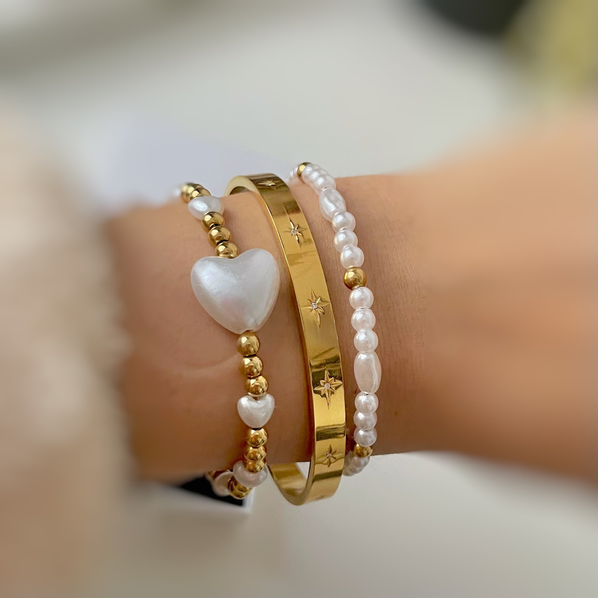 gold cuff bracelet stack UK