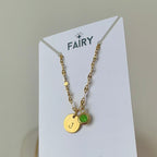 gold dainty stamped bracelet with birthstone charm
