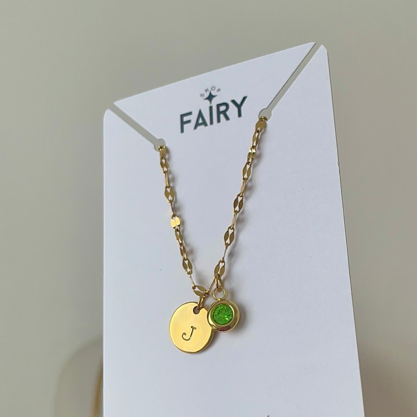 gold dainty stamped bracelet with birthstone charm