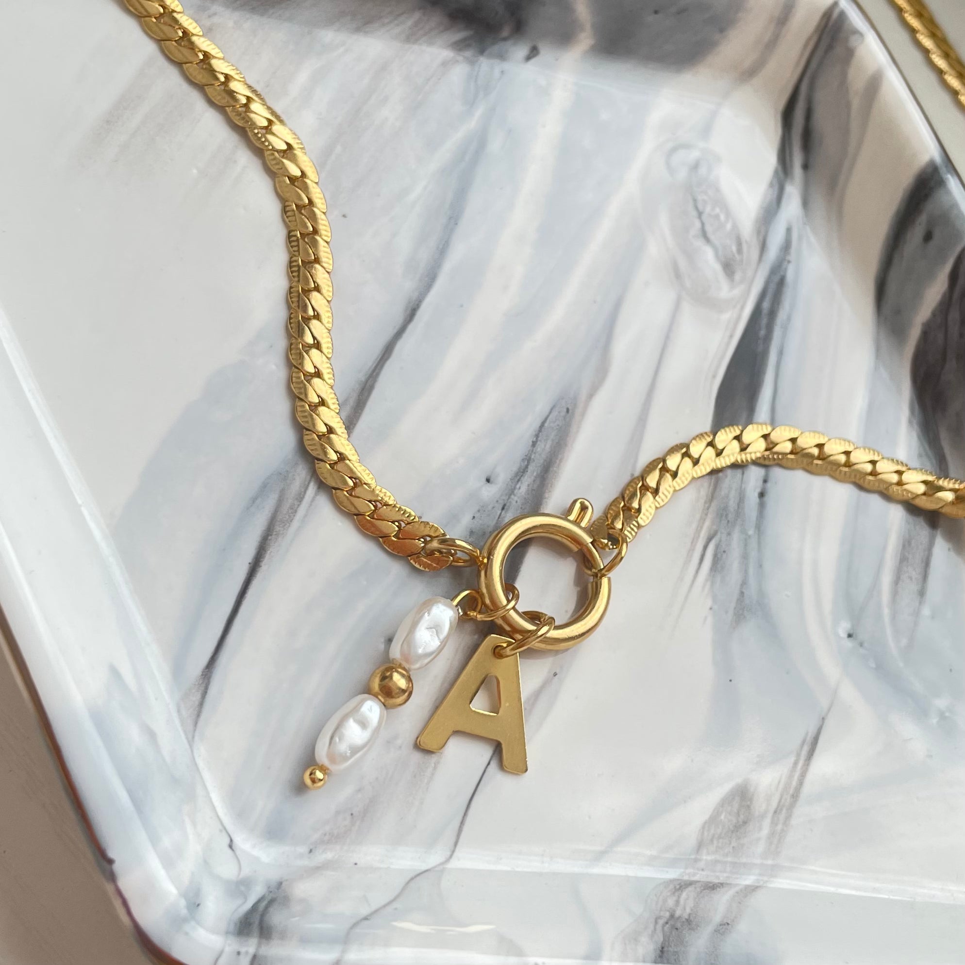 gold initial necklace charm