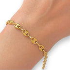 gold plated steel coffee bean bracelet