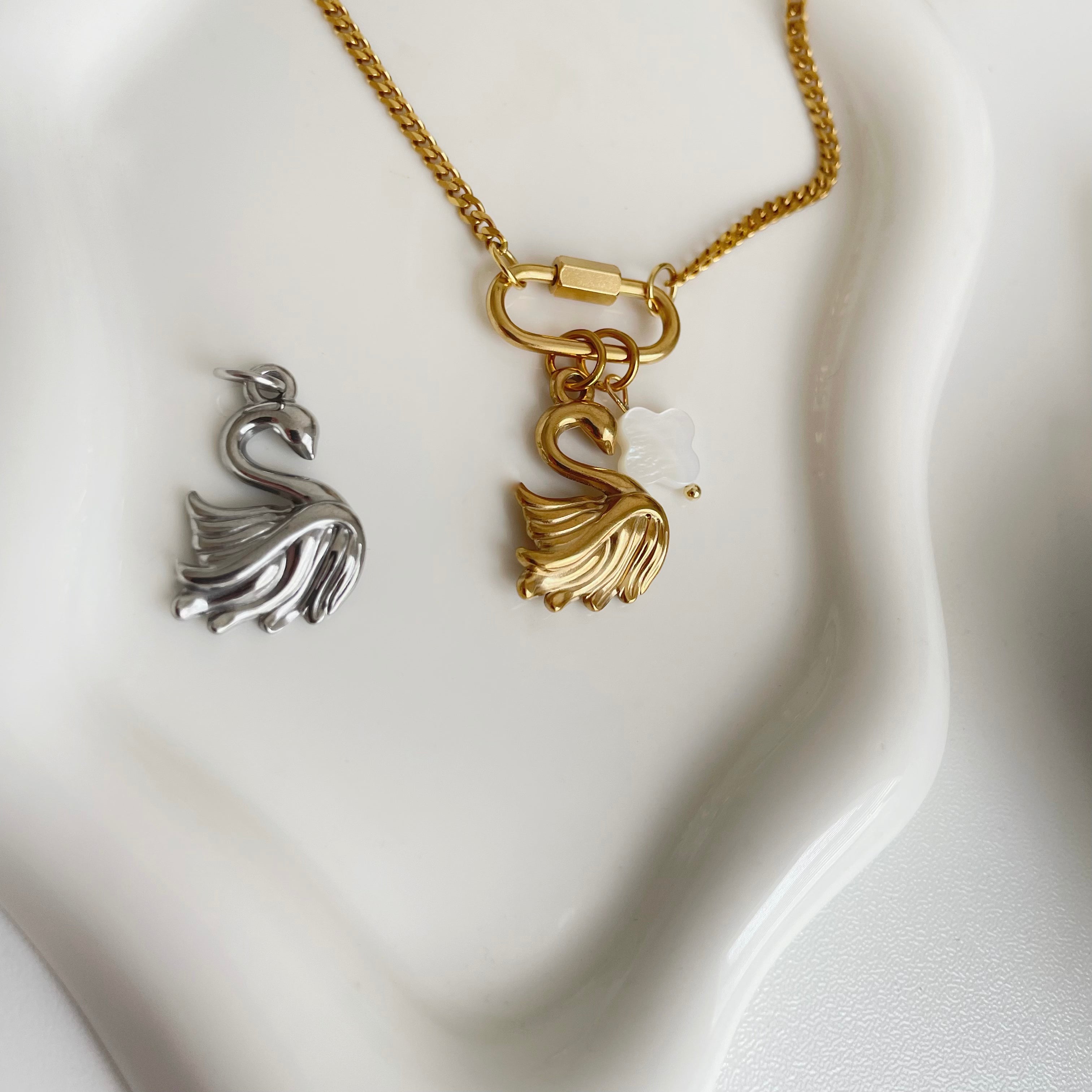 swan charms for a charm necklace shopfairy