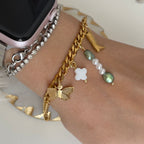 Olive Green Trio Pearl Charm