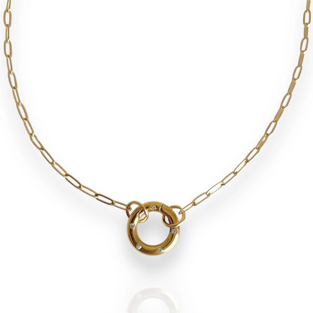 Luxe Crystal Link Charm Necklace Gold