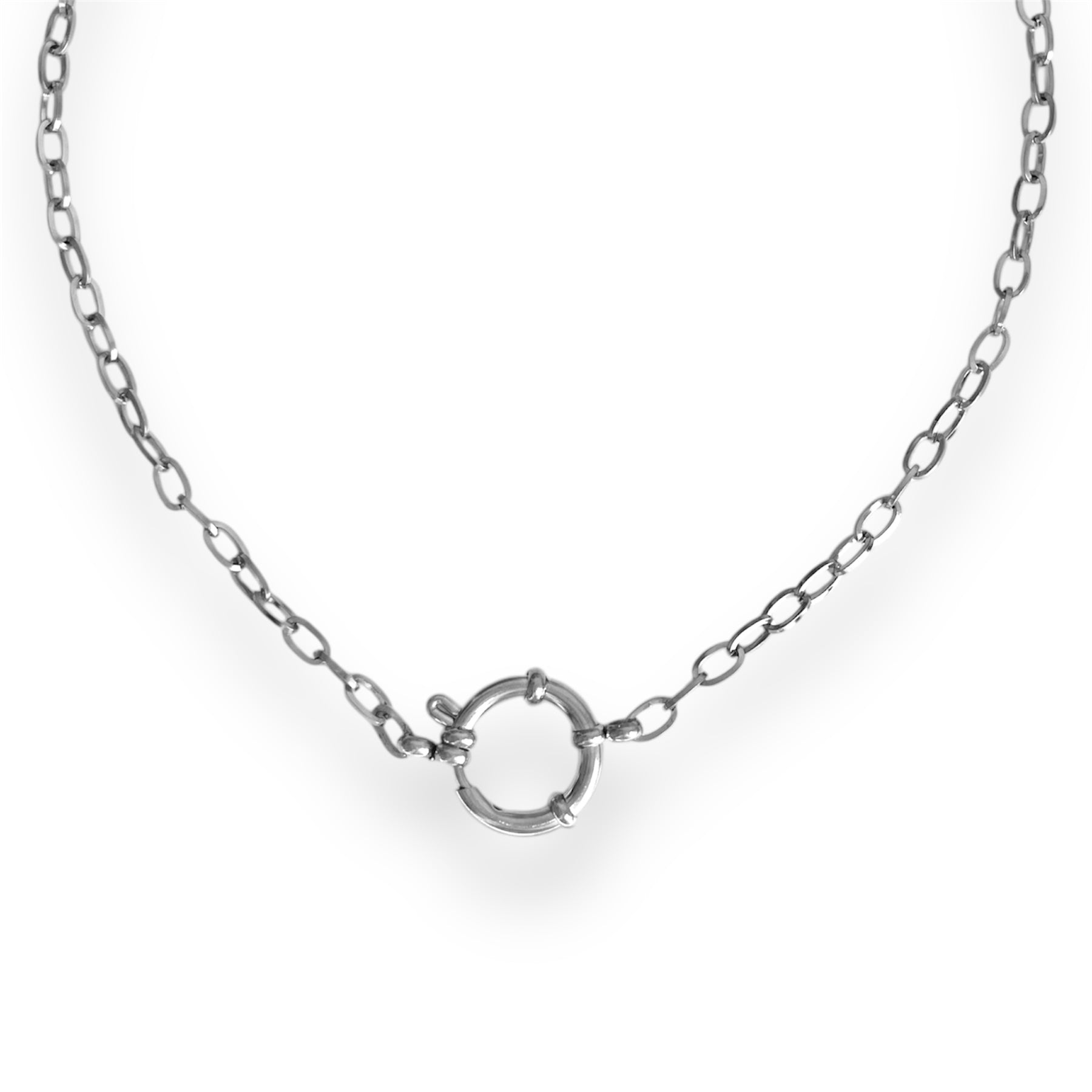 Grand Link Charm Necklace Silver