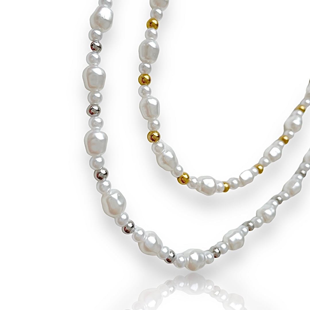 handmade pearl necklace with beads