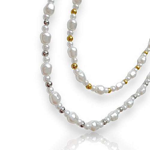 handmade pearl necklace with beads