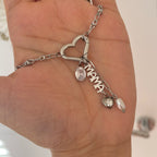 Silver Charm Necklace with heart clasp