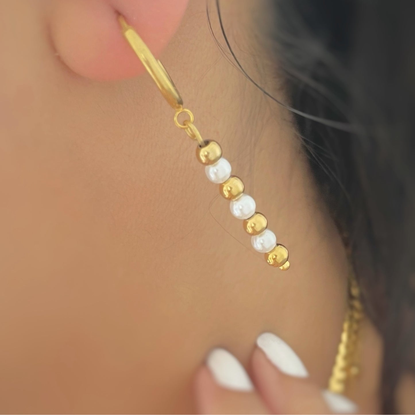 Falling For You Pearl Hoops