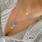 initial charm heart charm on charm necklace