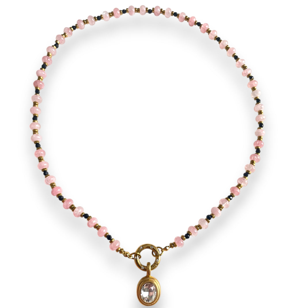 Midnight Blush Bezel Necklace Gold