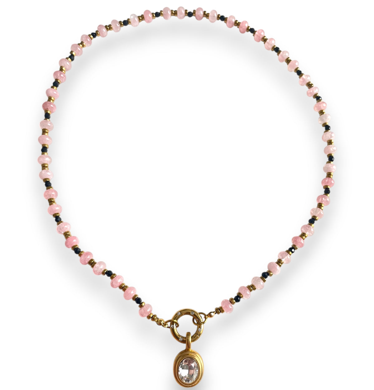 Midnight Blush Bezel Necklace Gold