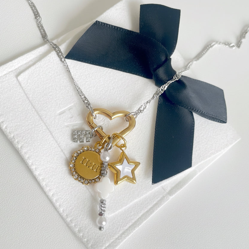 Mixed Metals Heart Charm Necklace