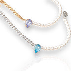 pearl beaded bracelet with crystals