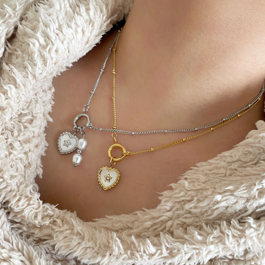 Dainty Satellite Charm Necklace Silver