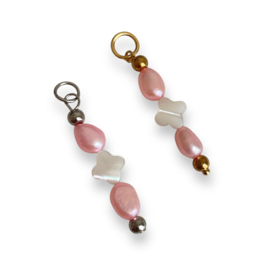 Pink Clover Pearl Charm