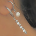 silver Falling For You Pearl Hoops