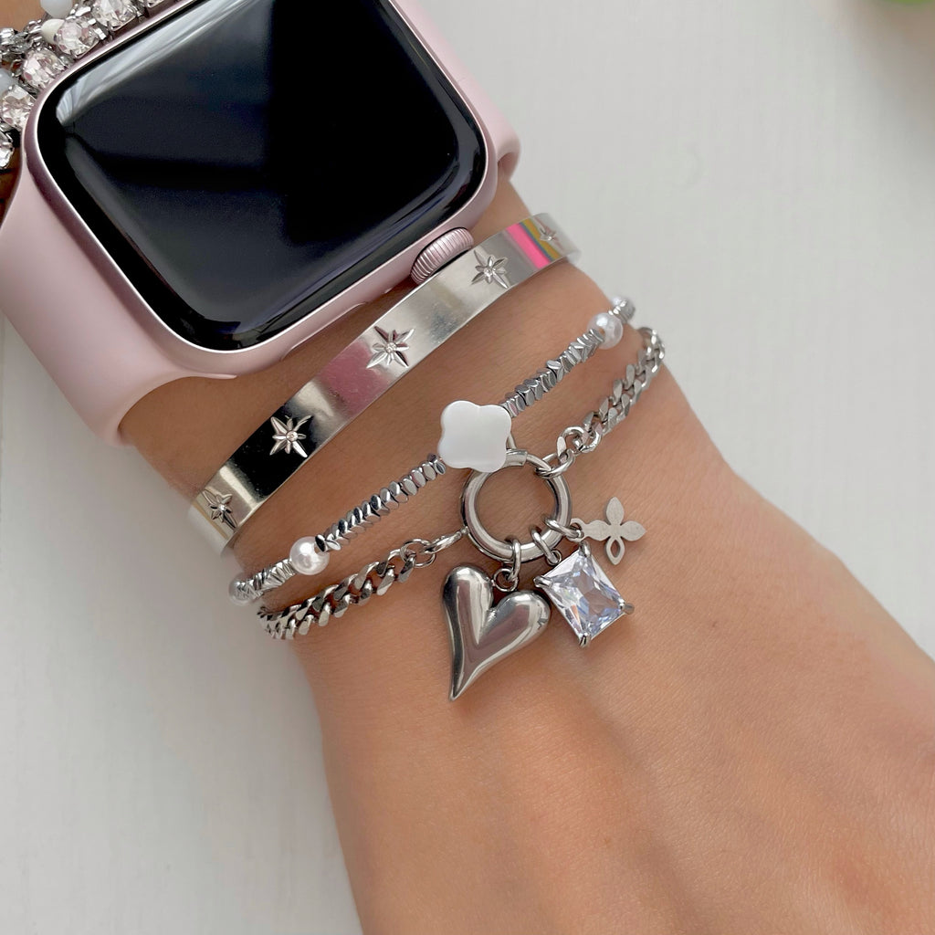silver charm bracelet with silver heat charm