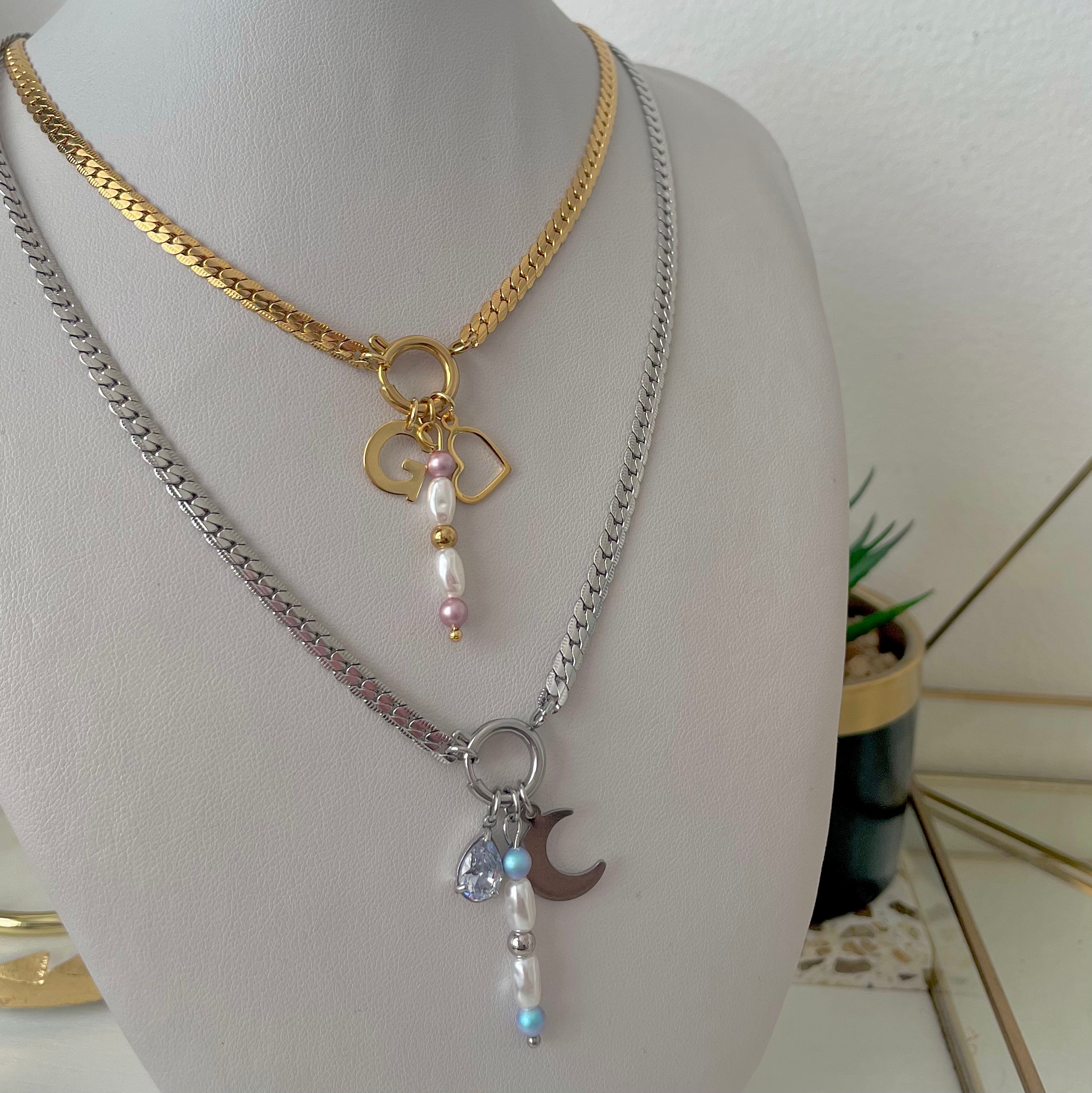 silver charm necklace and gold charm necklace uk