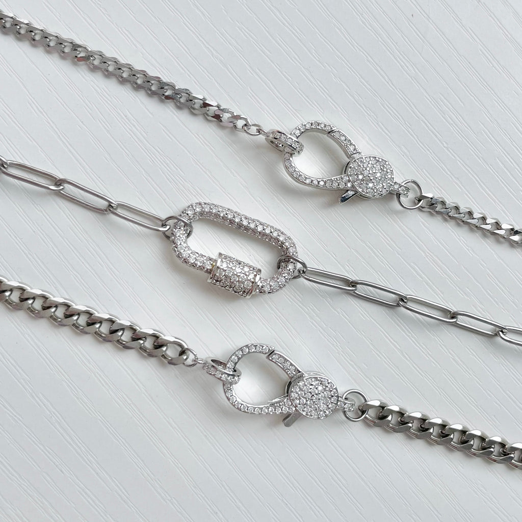 silver crystal clasp necklaces UK 