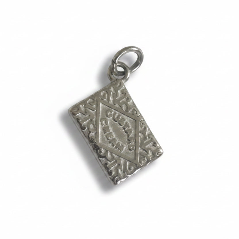 Silver pendant - silver custard cream charm