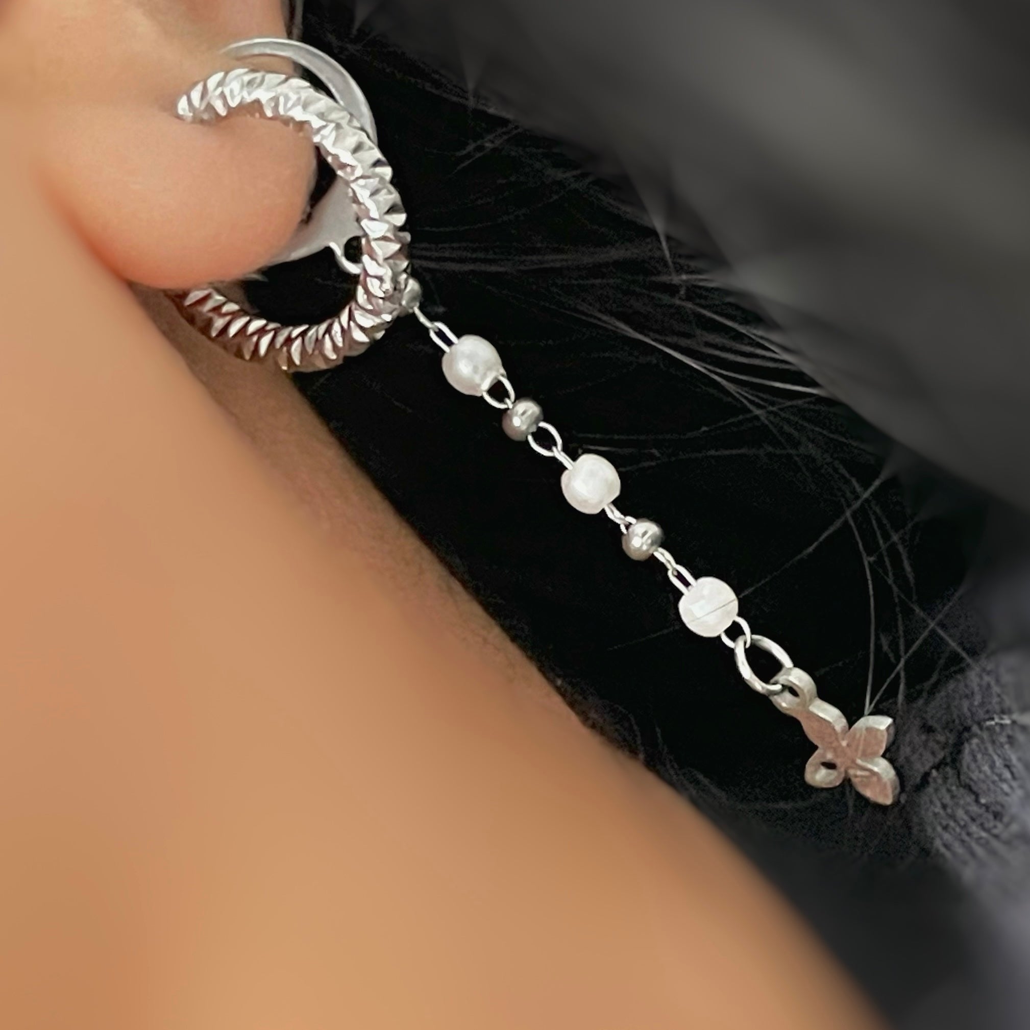 dainty dangly pearl earrings