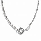 Silver chain necklace on a white background