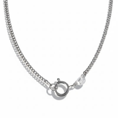 Silver chain necklace on a white background
