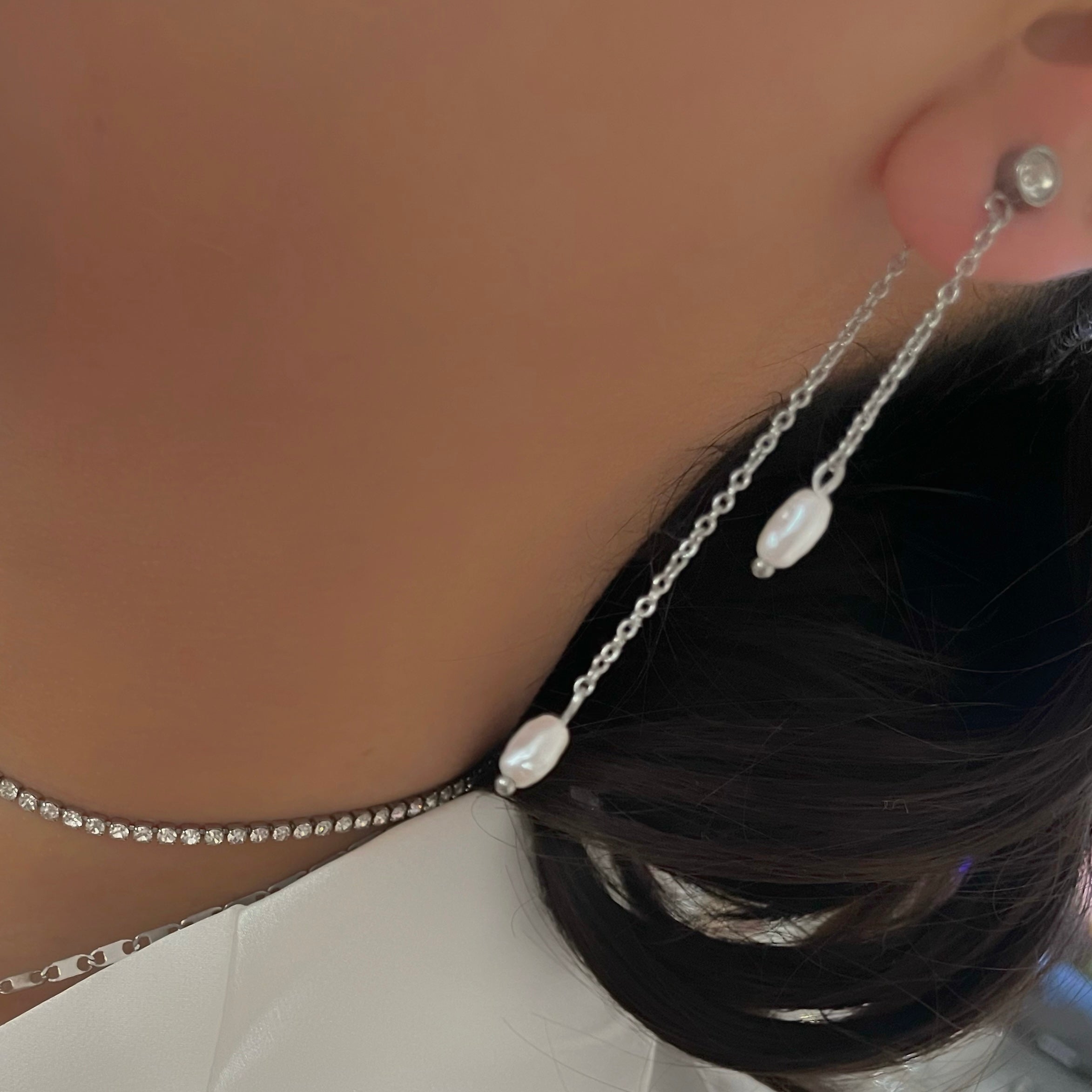 silver pearl drop earrings uk