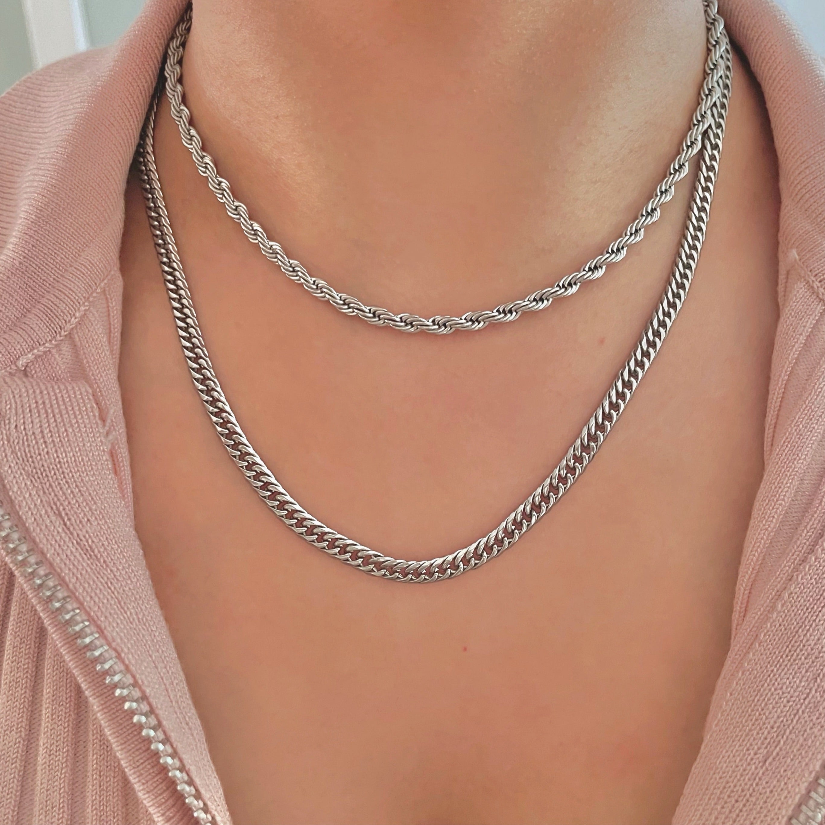 silver rope chain necklace