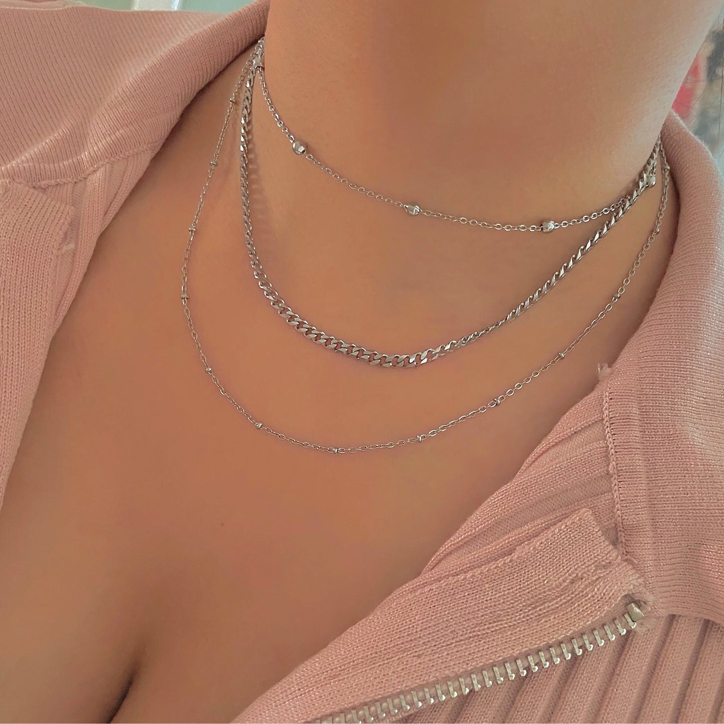 silver stainless steel necklace stack cute jewellery uk