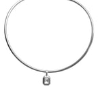silver collar necklace with bezel pendant
