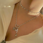 Silver Charm Necklace with heart clasp