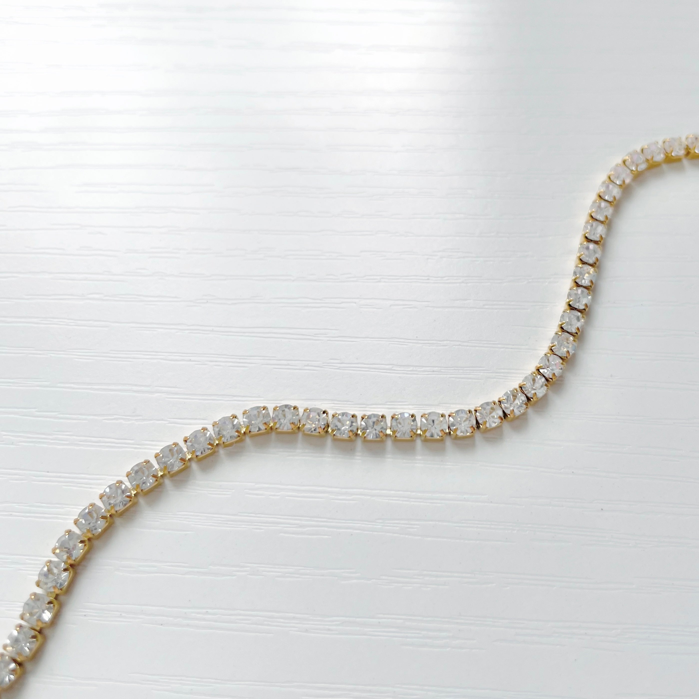 stainless steel gold tennis necklace