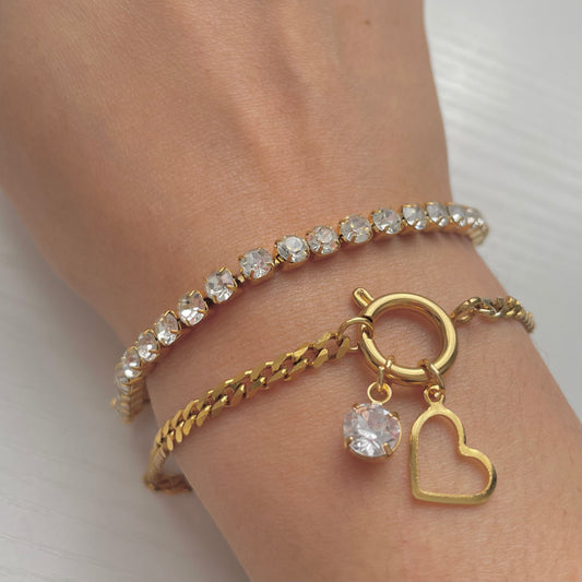 tennis bracelet gold charm bracelet