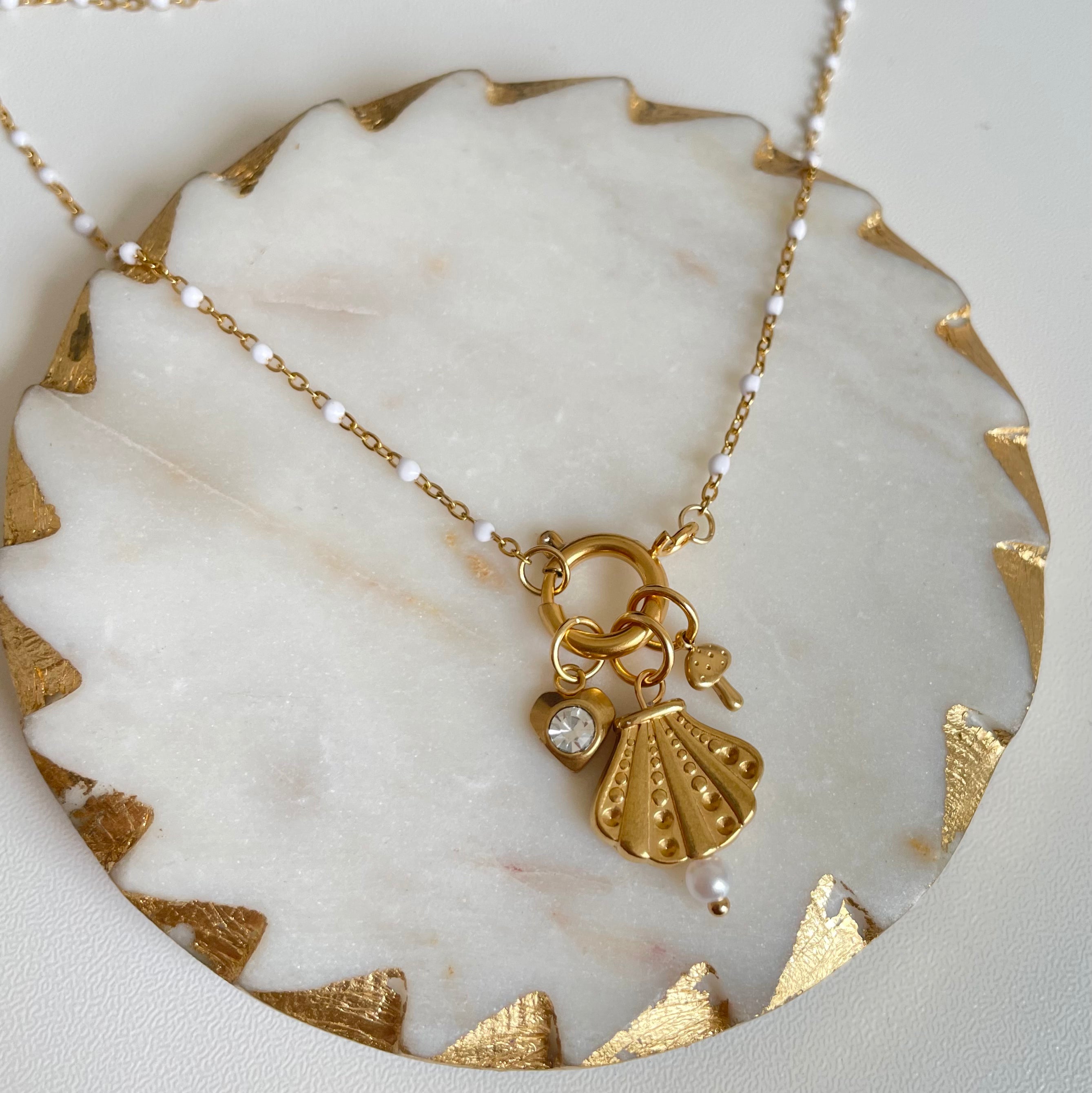 Mermaid Charm Necklace Gold