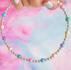 CUTE PASTEL BEADED PEARL SUMMER NECKLACE