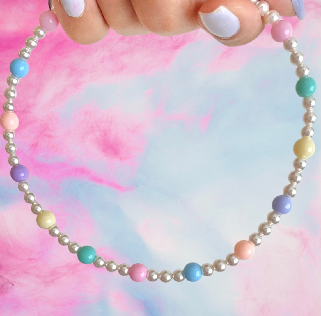CUTE PASTEL BEADED PEARL SUMMER NECKLACE